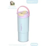 Vagonlife Tumbler Mug 660 ml Tek Kapak Çift Kullanım Pipetli Rahat Içim Kulplu Paslanmaz Çelik Termos 1102-660ML - Turkuaz
