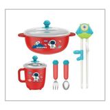 Vagonlife Vagon Life Çelik Yemek Takımı 5 Parça Uzaylı Kırmızı C-1010