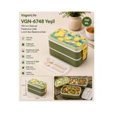 VagonLife VGN-6748 Yeşil 700 ml 2 Katlı Paslanmaz Çelik Lunch Box Beslenme Kabı