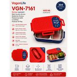 VagonLife VGN-7161 Blok Uyumlu Kırmızı Lacivert Paslanmaz Çelik Lunch Box Beslenme Kutusu