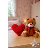 vagontoys Kırmızı Kalp ve Ayıcık Peluş Oyuncak İkili Set Uyku Arkadaşı – 20 cm & 25 cm Yumuşak Yıkanabilir Sevgiliye Hediye