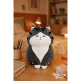 vagontoys Tombul Suratsız Kedi Peluş Oyuncak Gri Çizgili Tombul Uyku Arkadaşı – 30 cm Yumuşak Yıkanabilir Komik Hediye