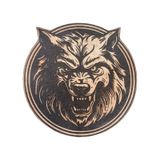 Vahşi Kurt -yuvarlak Deri Peç - Arma - Wolf Leather Patch Bej