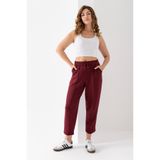 VAJESTO Kadın Bordo Balon Model Esnek Beli Lastikli Çımalı Bilek Pantalon Tayt