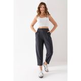 VAJESTO Kadın Füme Balon Model Esnek Beli Lastikli Çımalı Bilek Pantalon Tayt