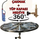 Vakia 38 Cm Döner Başlıklı Künefe - Börek - Balık - Kadayıf Pişirme Ocağı + Tüp Başlığı ve Uzun Mutfak Çakmağı Hediye