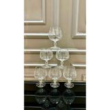 Vakıf Home 6 Adet Kristal Ayaklı Çubuk Model Kesme El Işi Kahve Yanı Su Bardağı 250 cc - 250 ml
