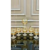 Vakıf home 6 Adet Kristal Ayaklı Gold Kahve Yanı Su Bardağı 250 cc
