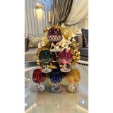 Vakıf Home 6 Adet Kristal Ayaklı Kesme El Işi Renkli Kahve Yanı Su Bardağı 250 cc - 001-Renkli