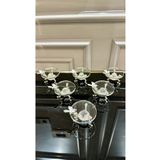 Vakıf home 6 Adet Metal Ayaklı Kuşlu Gümüş Renk Cam Kahve Yanı Lokumluk Sunumluk
