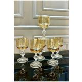 Vakıf home Bohemia Kristal 6 lı Gold Ayaklı Kahve Yanı Su Bardağı
