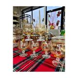 Vakıf home Bohemia Kristal Ayaklı Gold Renk Kahve Yanı Su Bardağı