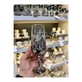 Vakıf home Bohemia Kristal El İşi Gümüş Renk Ayaklı Kahve Yanı Su Bardağı Titanyum Kaplama