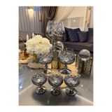 Vakıf home Bohemia Kristal El İşi Titanyum Platin Renk Kahve Yanı Su Bardağı Ayaklı