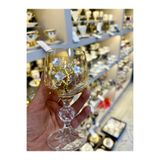 Vakıf home Bohemia Kristal Gold Renk İncili Ayaklı Kahve Yanı Su Bardağı