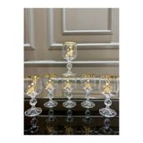 Vakıf home Bohemia Kristal Gold Yaldız İncili Kahve Yanı Su Bardağı Ayaklı 150 ml