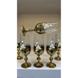Vakıf home Bohemia Kristal İncili Ayaklı Gold Kahve Yanı Su Bardağı