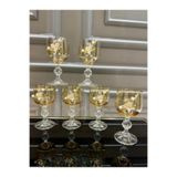 Vakıf home Bohemia Kristal İncili Model Gold Ayaklı Kahve Yanı Su Bardağı 150 ml