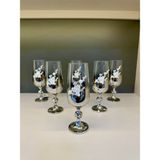 Vakıf Home Bohemia Kristal Incili Titanyum Gümüş Renk Ayaklı Kahve Yanı Su Bardağı - 180 ml