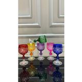Vakıf home Bohemia Kristal Kesme El İşi Renkli 150 ml Ayaklı Kahve Yanı Su Bardağı
