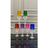 Vakıf home Bohemia Kristal Kesme El İşi Renkli Ayaklı Kahve Yanı Su Bardağı