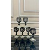 Vakıf home Bohemia Kristal Petek Model Siyah Renk Ayaklı Kahve Yanı Su Bardağı