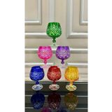 Vakıf home Bohemia Kristal Renkli El İşi Ayaklı Kahve Yanı Su Bardağı 250 ml