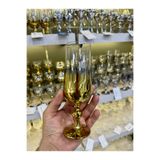Vakıf home Bohemia Kristal Titanyum Gold Kaplama Ayaklı Kahve Yanı Su Bardağı 1 Adet