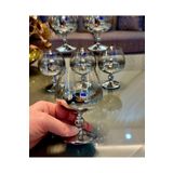 Vakıf home Bohemia Kristal Titanyum Gümüş Ayaklı Kahve Yanı Su Bardağı 250 Cc