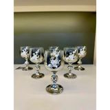 Vakıf Home Bohemia Kristal Titanyum Gümüş Renk Incili Kahve Yanı Su Bardağı 150 ml