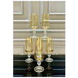 Vakıf home CRYSTALITE BOHEMIA 6 Adet Kristal Ayaklı Gold Kahve Yanı Su Bardağı