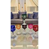 Vakıf Home Kristal Ayaklı Renkli El Işi Kahve Yanı Su Bardağı 6 Adet 150 ml