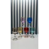 Vakıf Home Kristal Ayaklı Renkli Gold Kahve Yanı Su Bardağı 150 cc - 6 Adet