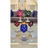 Vakıf Home Kristal Renkli El Işi Ayaklı Kahve Yanı Su Bardağı 150 ml - 6 Adet - 001-Renkli