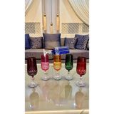 Vakıf Home Renkli Kesme El Işi Ayaklı Kristal Kahve Yanı Su Bardağı 180 ml - 6 Adet - 001-Renkli