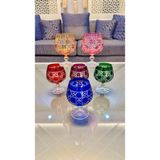 Vakıf Home Renkli Kristal Kesme Elişi Ayaklı Kahve Yanı Su Bardağı 250 cc - 6 Adet - 001-Renkli
