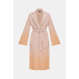 Vakko Beige Ombre Leather Trench Coat - 42 - Bej