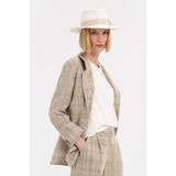 Vakko Beige Plaid Jacket - 46 - Bej