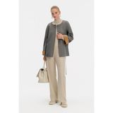 Vakko Beige Round Neck Jacket - 46 - Bej