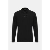 Vakko Black Buttoned Polo Collar Long Sleeve T-Shirt - 2XL - Siyah