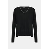 Vakko Black V-Neck Knitwear - Siyah - 36