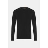 Vakko Black V-Neck Knitwear - Siyah - 3XL