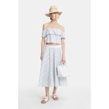 Vakko Blue Striped Skirt - Mavi - 40