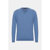 Vakko Blue V-Neck Knit Sweater - Mavi - XL