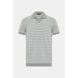 Vakko Buttoned Polo Collar Short Sleeve Knit Top - 2XL - Mavi