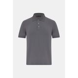 Vakko Buttoned Polo Collar Short Sleeve T-Shirt - XL - Gri