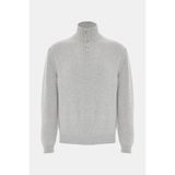 Vakko By Danıele Fıesolı Grey Melange Mock Neck Knit Sweater - Gri