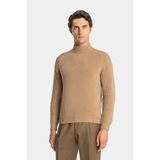 Vakko By Danıele Fıesolı Mock Neck Long Sleeve Wool Cashmere Knit Sweater - Kahverengi - 3XL