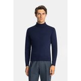 Vakko By Danıele Fıesolı Mock Neck Long Sleeve Wool Cashmere Knit Sweater - Mavi - 2XL