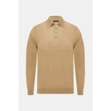 Vakko By Danıele Fıesolı Polo Collar Button Placket Long Sleeve Wool Silk Knitwear - Kahverengi - 2XL